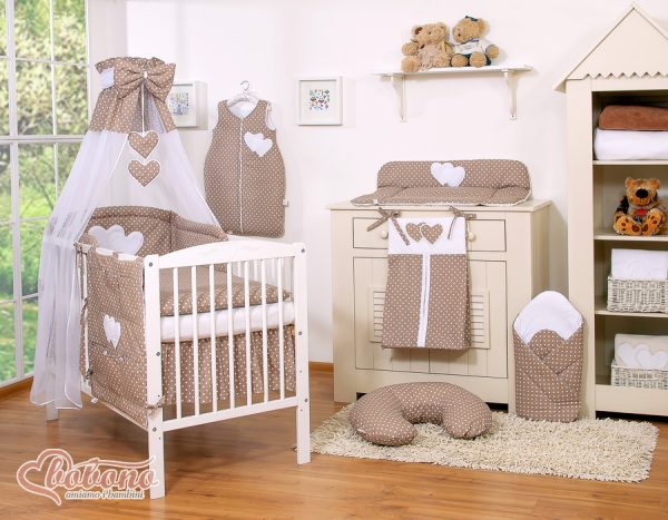 Canopy made of Chiffon- Hanging Hearts white dots on brown - Image 2