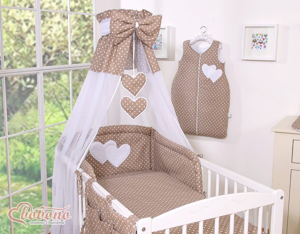 Canopy made of Chiffon- Hanging Hearts white dots on brown - Image 3