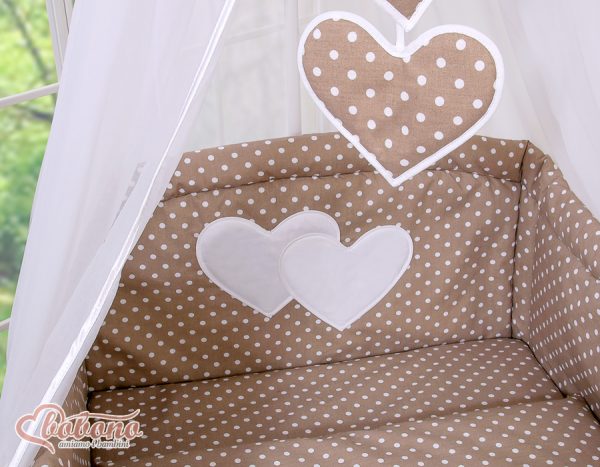 Canopy made of Chiffon- Hanging Hearts white dots on brown - Image 4
