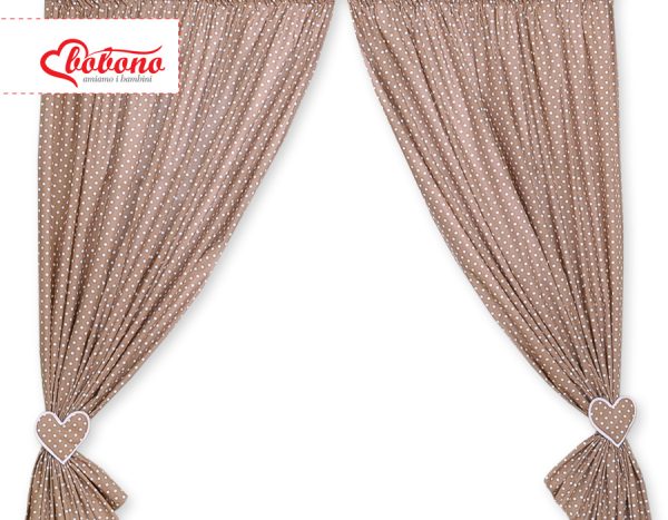 Curtains for baby room- Hanging Hearts white dots on brown - Image 4