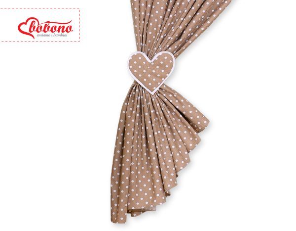 Curtains for baby room- Hanging Hearts white dots on brown - Image 2
