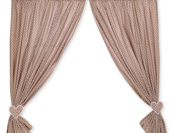 Curtains for baby room- Hanging Hearts white dots on brown