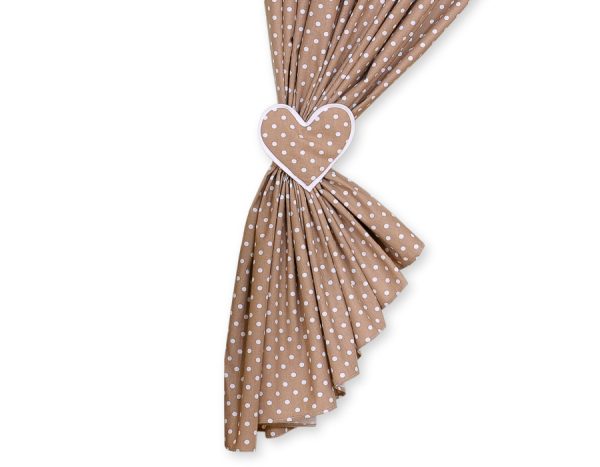 Curtains for baby room- Hanging Hearts white dots on brown - Image 3