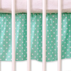 Dust Ruffle-Masking flounce 120x60cm- Hanging Hearts white dots on mint