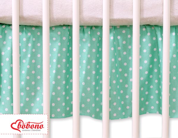 Dust Ruffle-Masking flounce 140x70cm- Hanging Hearts white dots on mint - Image 2