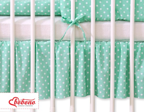 Dust Ruffle-Masking flounce 140x70cm- Hanging Hearts white dots on mint - Image 3