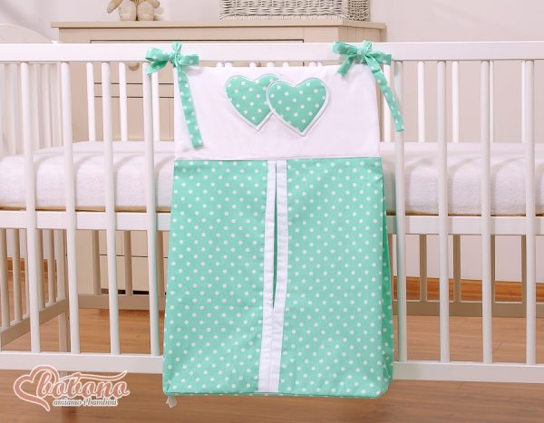 Diaper bag- Hanging Hearts white dots on mint - Image 2