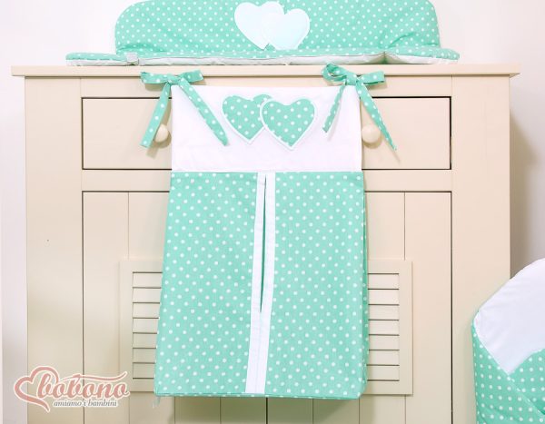 Diaper bag- Hanging Hearts white dots on mint - Image 3