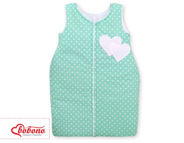 Sleeping bag- Hanging hearts white dots on mint - Image 2