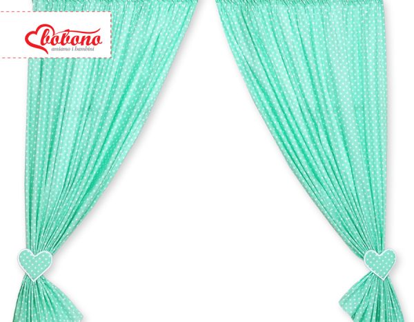 Curtains for baby room- Hanging Hearts white dots on mint - Image 4