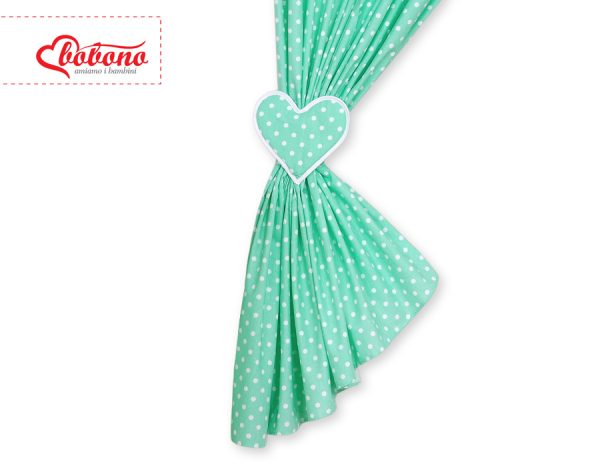 Curtains for baby room- Hanging Hearts white dots on mint - Image 2