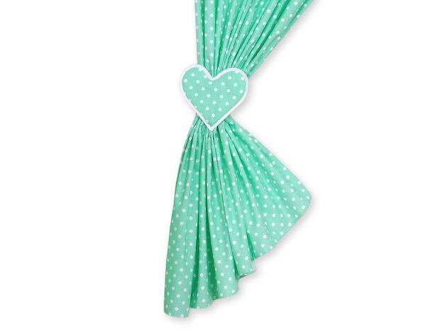 Curtains for baby room- Hanging Hearts white dots on mint - Image 3