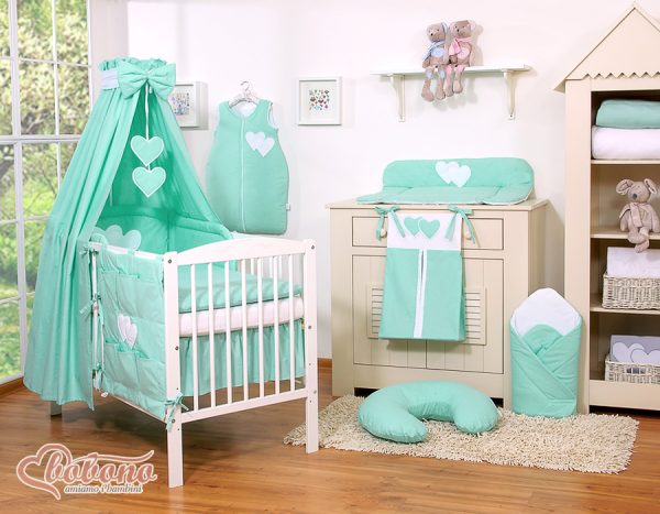 Canopy made of fabric- Hanging Hearts mint - Image 2