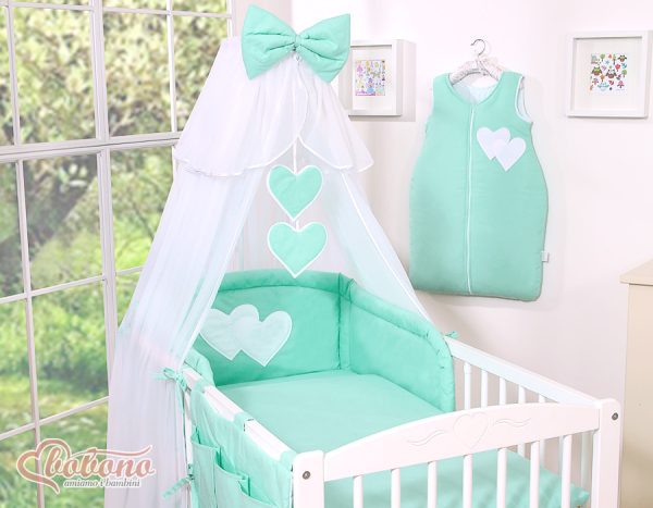 Mosquito-net made of chiffon- Hanging Hearts mint - Image 2
