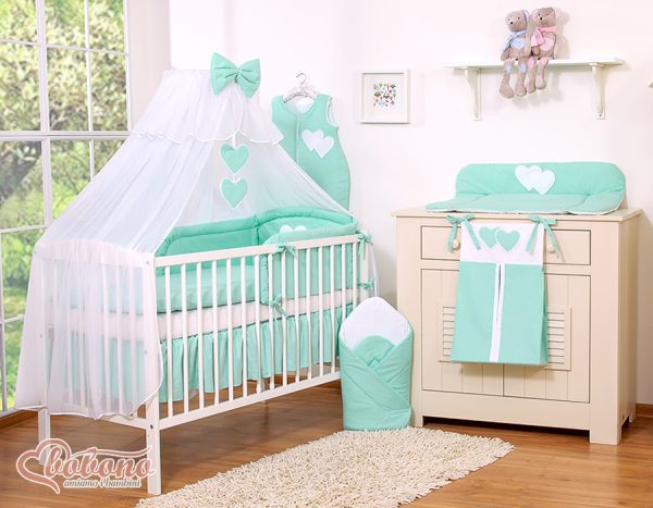 Mosquito-net made of chiffon- Hanging Hearts mint - Image 3