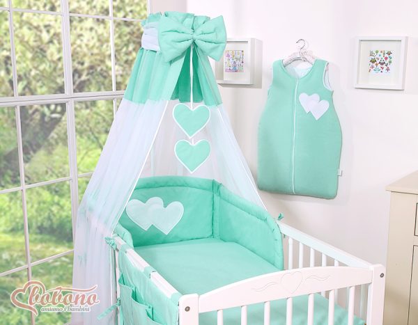 Canopy made of Chiffon- Hanging Hearts mint