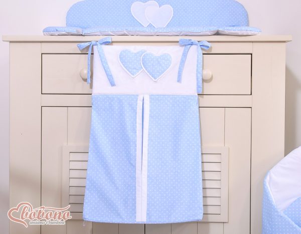 Diaper bag- Hanging hearts white dots on blue - Image 3