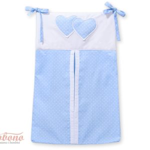 Diaper bag- Hanging hearts white dots on blue