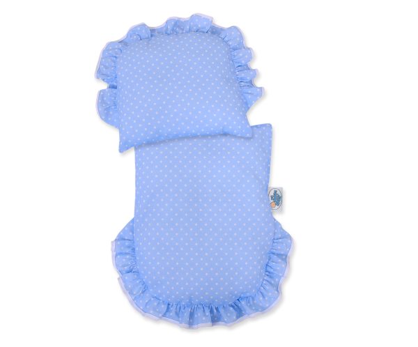 Wicker doll pushchair with blue bedding and soft padding - natural - Image 3
