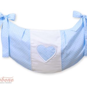 Toys bag- Hanging hearts white dots on blue