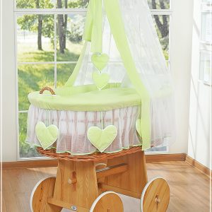 Moses Basket/Wicker drape crib- Amelie green