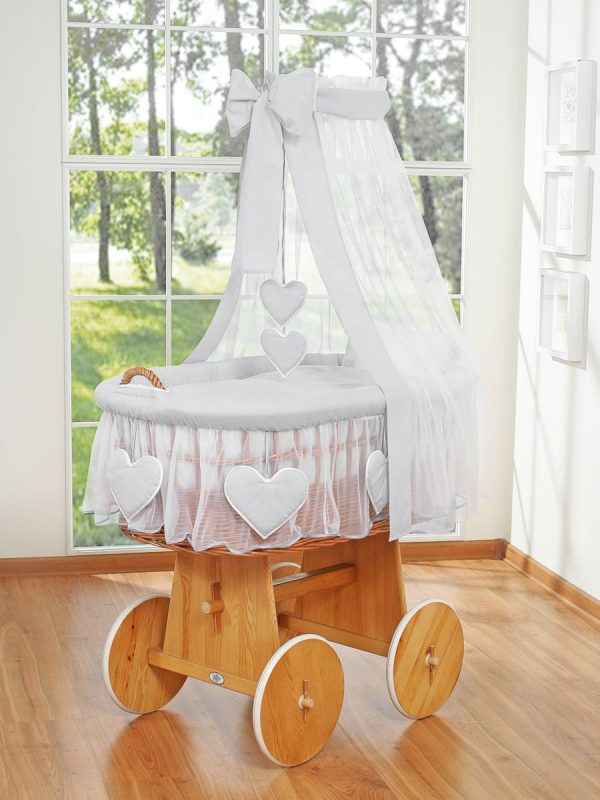 Moses Basket/Wicker drape crib- Amelie gray