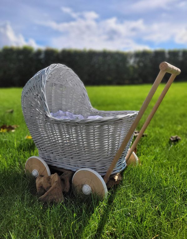 Wicker doll pushchair - grey - Image 7