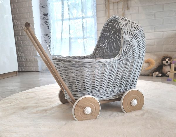 Wicker doll pushchair - grey - Image 3