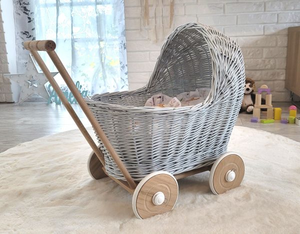 Wicker doll pushchair - grey - Image 4