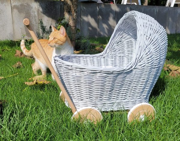 Wicker doll pushchair - grey - Image 5