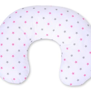 Feeding pillow- Grey-pink stars