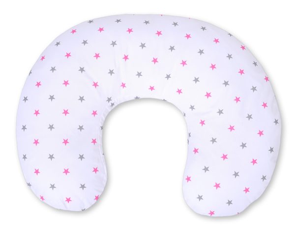 Feeding pillow- Grey-pink stars