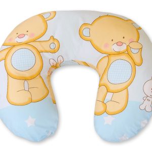 Breastfeeding Pillow Nursing Croissant Pillow, removable, Hands-Free Feeding- Cuddly teddy bear blue