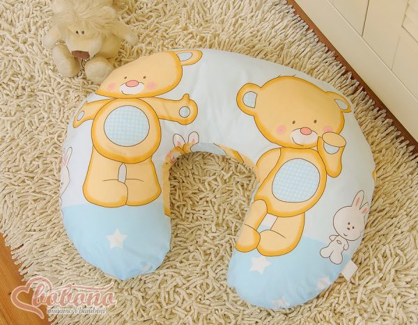 Breastfeeding Pillow Nursing Croissant Pillow, removable, Hands-Free Feeding- Cuddly teddy bear blue - Image 5