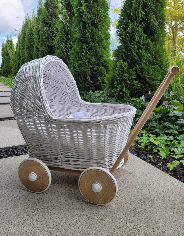 Wicker doll pushchair - white - Image 6
