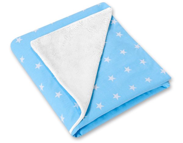 Big double-sided car seat blanket for babies - Blue stars - Image 2