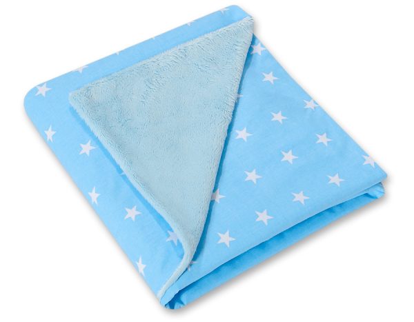 Big double-sided car seat blanket for babies - Blue stars - Image 2