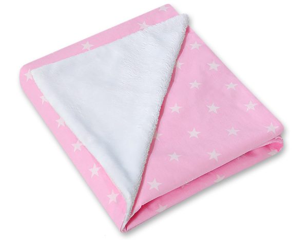 Big double-sided car seat blanket for babies - Pink stars - Image 2