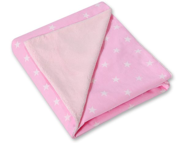Big double-sided car seat blanket for babies - Pink stars - Image 2