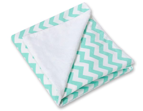 Big double-sided car seat blanket for babies - Chevron mint - Image 2