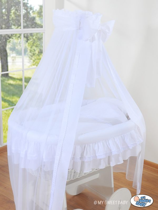Moses Basket/Wicker drape crib Deluxe- Little Angel white