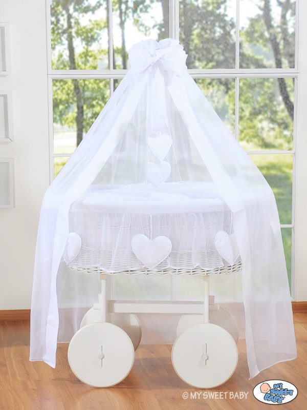 Moses Basket Wicker drape crib Deluxe- Amelie white