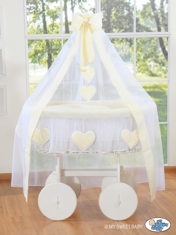 Moses Basket/Wicker drape crib Deluxe- Amelie cream