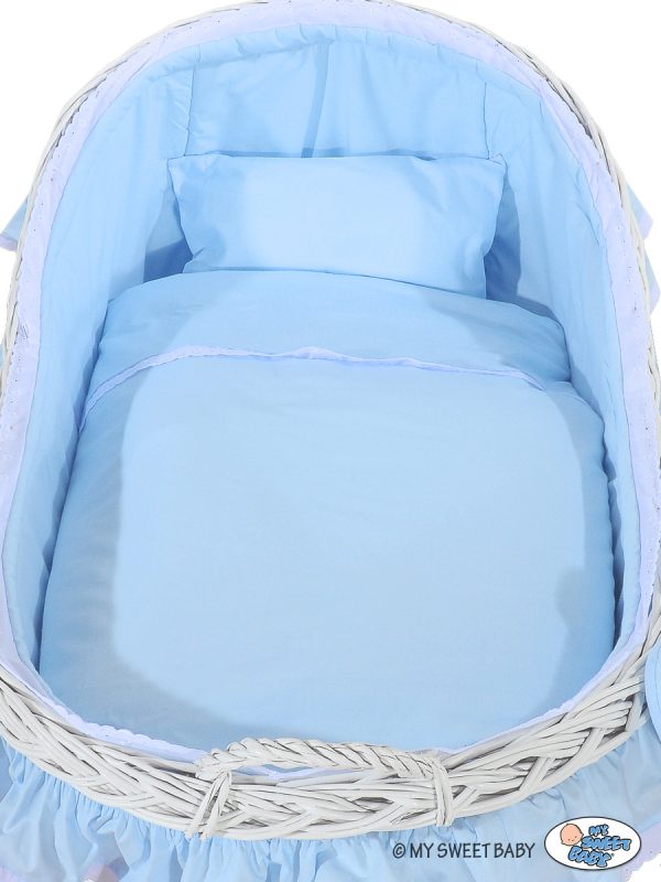 Moses Basket Wicker hood crib Carina- Blue - Image 4