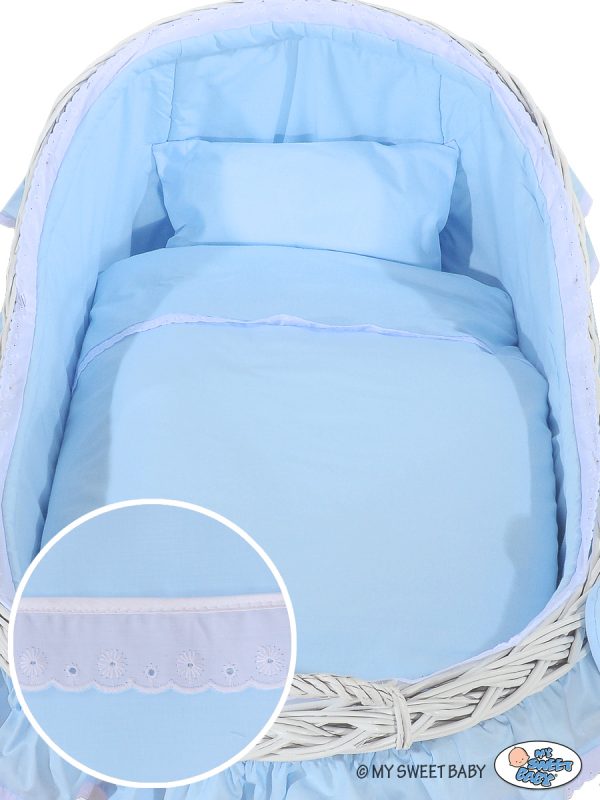 Moses Basket Wicker hood crib Carina- Blue - Image 5