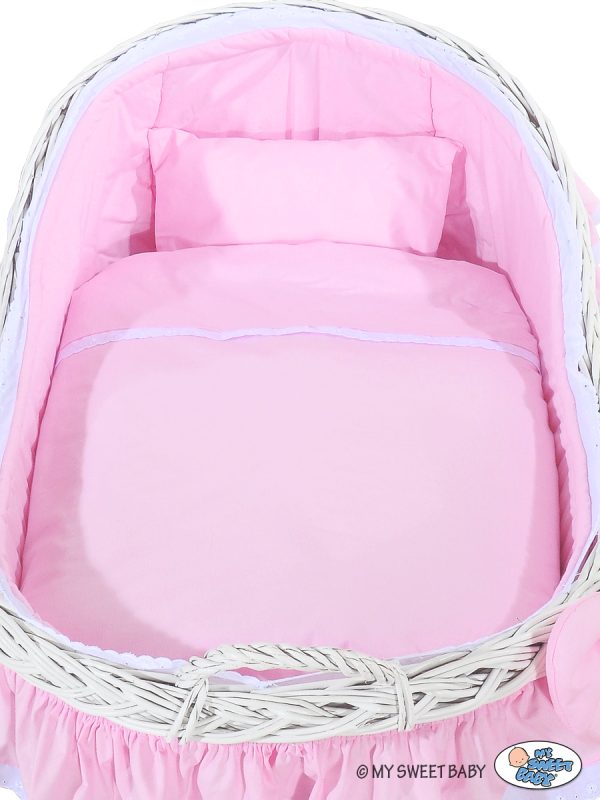 Moses Basket Wicker hood crib Carina- Pink - Image 4