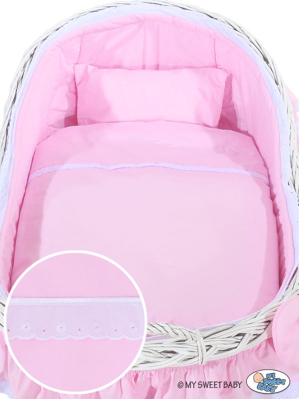 Moses Basket Wicker hood crib Carina- Pink - Image 5
