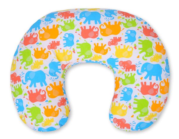 Breastfeeding Pillow Nursing Croissant Pillow, removable, Hands-Free Feeding- elephants