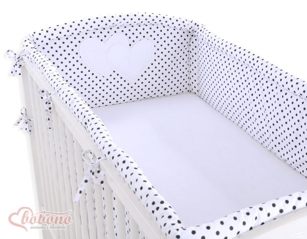 Universal bumper XXL- Hanging Hearts black dots on white