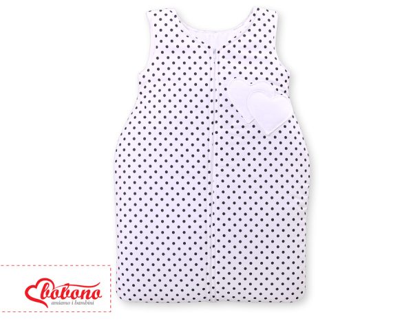 Sleeping bag- Hanging hearts black dots on white - Image 2